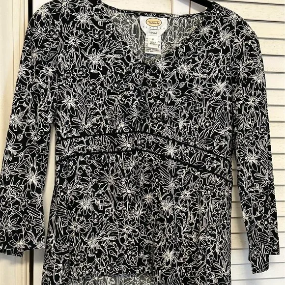 Talbots Petite Stretch Cotton Floral Top - Picture 1 of 5